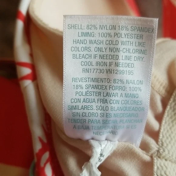 Kona Sol Red White Floral One Piece V Neck Swimsuit Size Small 4-6 - Picture 12 of 12